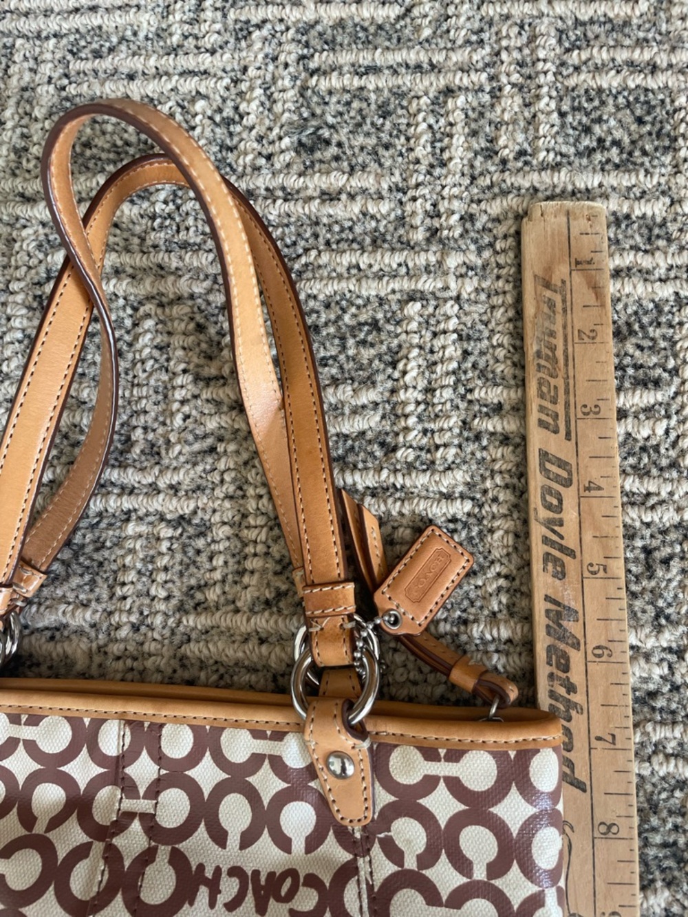 Coach Cream and Tan Signature Logo Small Tote - Picture 9 of 9